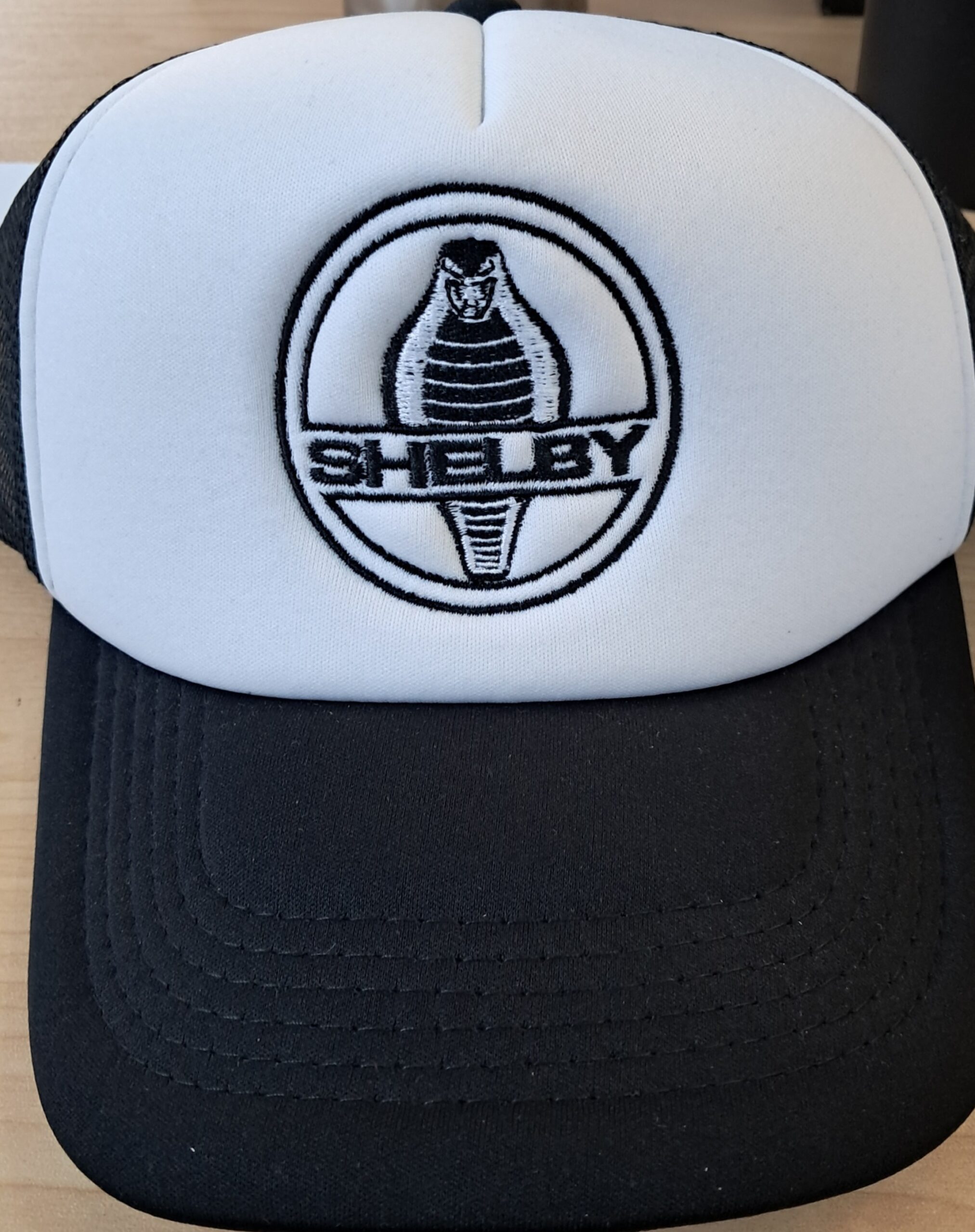 Shelby Cobra Logo Black & White Trucker Cap